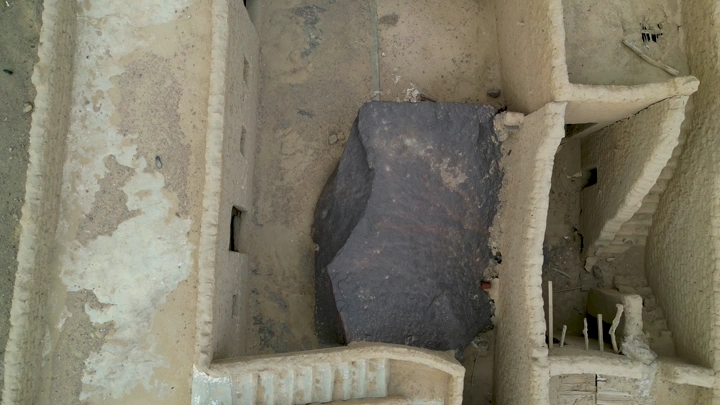 منازل طينية تقليدية في نجران، لقطة جوية.