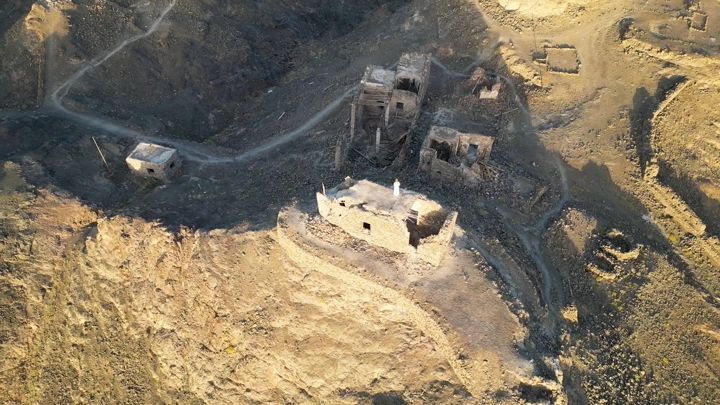 أطلال المساجد السبعة في المدينة المنورة، لقطة جوية.