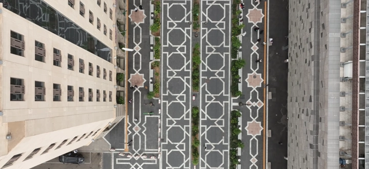تصميم هندسي في المدينة المنورة، لقطة جوية.