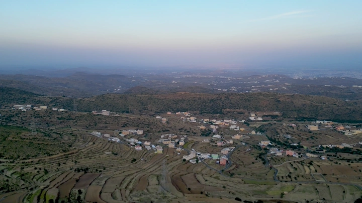 منظر جوي للسودة في منطقة عسير، لقطة جوية .