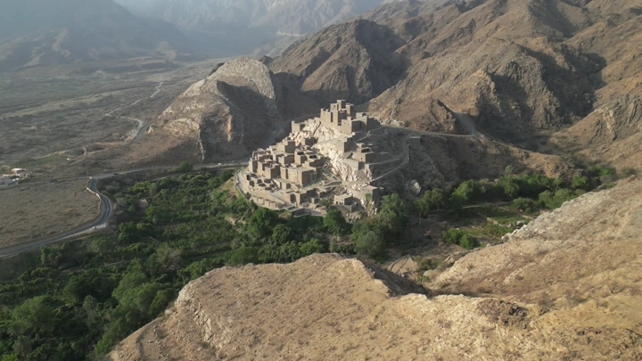 قرية ذي عين في منطقة الباحة، تصوير جوي درون.