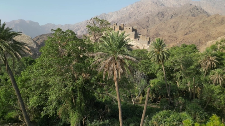 قرية ذي عين في الباحة، تصوير جوي نهاري.