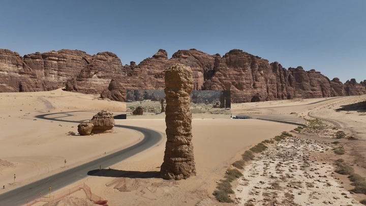 قاعة مرايا في العلا، تصوير جوي نهاري.