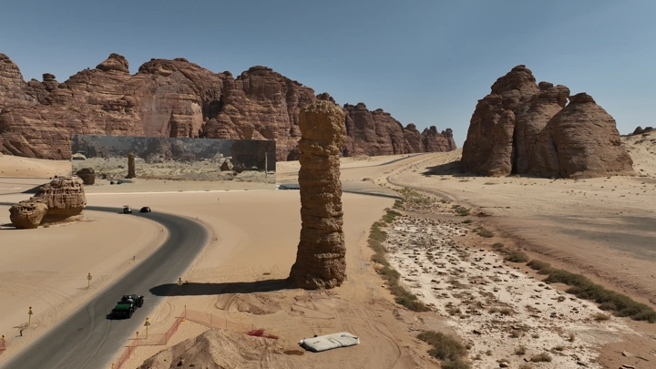 قاعة مرايا في العلا، تصوير جوي نهاري.