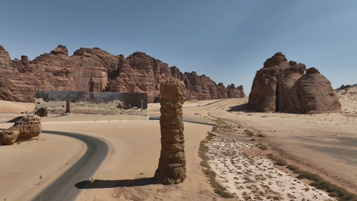 قاعة مرايا في العلا، تصوير جوي نهاري.