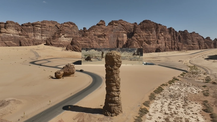 قاعة مرايا في العلا، تصوير جوي نهاري.