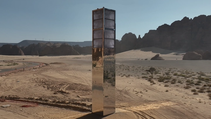 برج اتصالات بين جبال العلا، لقطة جوية.