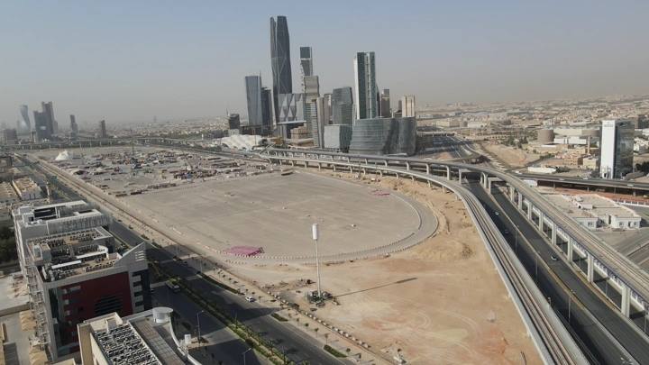 المركز المالي في الرياض من الأعلى، لقطة جوية