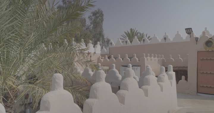 متحف أثري معمار تقليدي في النهار، لقطة واسعة.