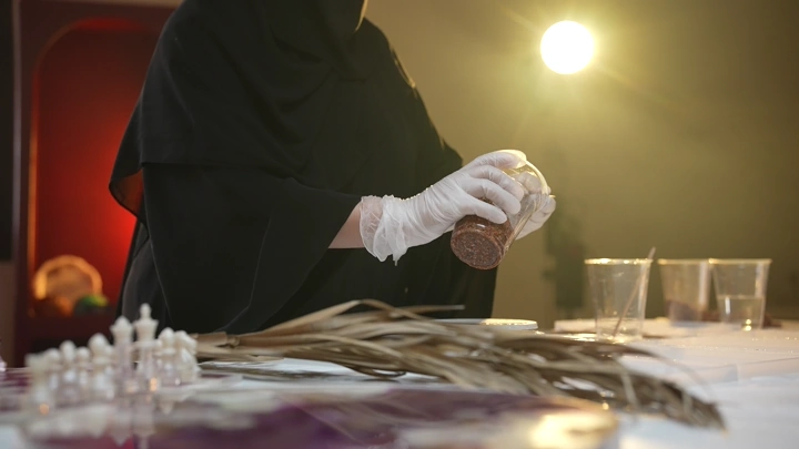 امرأة تصنع تحفًا من الريزن في ورشة عمل، لقطة مقربة.