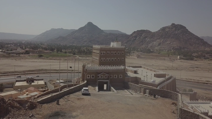 قصر العان التاريخي في نجران، لقطة جوية.