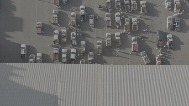 سوق التمر في القصيم من الأعلى، لقطة جوية.