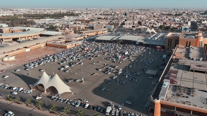 مدينة التمور ببريدة في القصيم، صورة جوية نهارية.