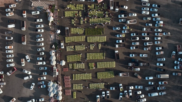 سوق جح في القصيم من الأعلى، تصوير جوي.