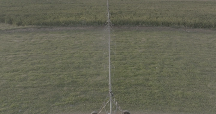 نظام ري في مزرعة رمان، لقطة جوية.