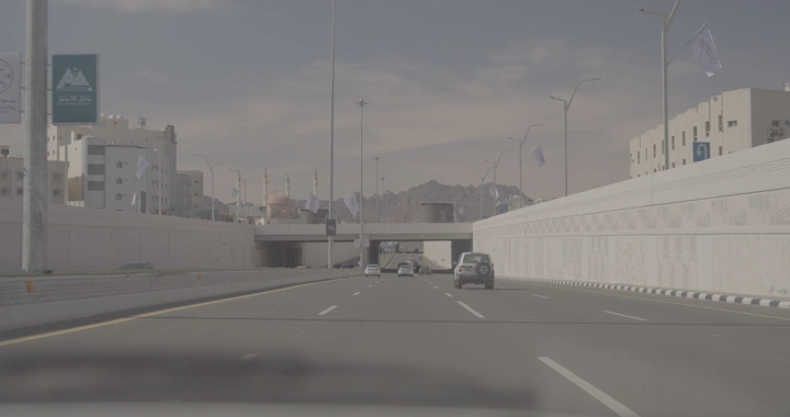 طريق الدائري في حائل، تصوير من داخل السيارة.