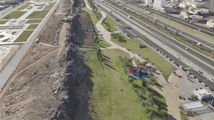 حديقة الأمير سعود بن عبدالمحسن في حائل، لقطة درون من الأعلى.