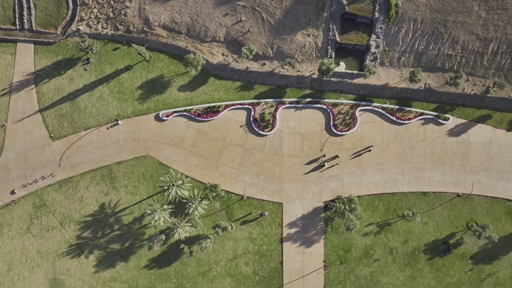 حديقة الأمير سعود بن عبدالمحسن في حائل، لقطة درون من الأعلى.