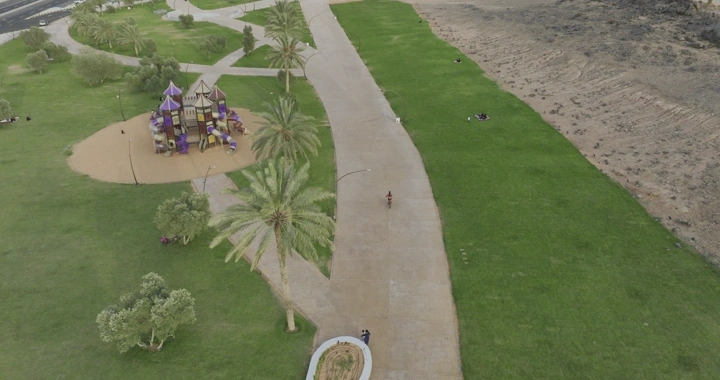 حديقة الأمير سعود بن عبدالمحسن بحائل من الأعلى، لقطة درون.