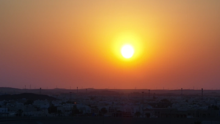 غروب الشمس في حائل، لقطة بانورامية.