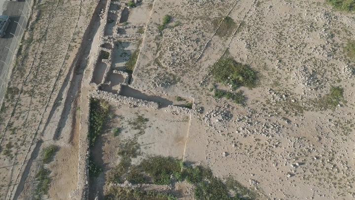 أنقاض زبالا الأثرية في رفحاء، صورة جوية.