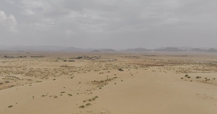 صحراء النفود في النهار، لقطة جوية.