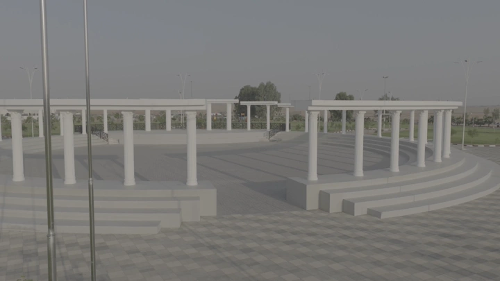 مدرج دائري في حديقة منتزه الخطة بحائل، لقطة نهارية.