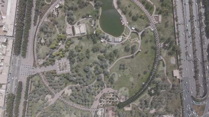 منتزه السلام من الأعلى في الرياض، لقطة جوية.