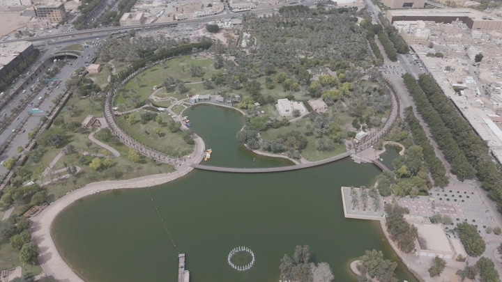 منتزه السلام في الرياض من الجو، لقطة جوية.