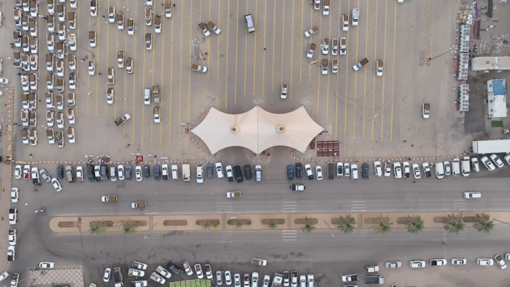 مهرجان التمور في القصيم من الأعلى، لقطة جوية.