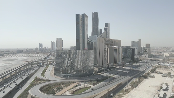 مركز الملك عبدالله المالي في الرياض، تصوير جوي نهاري.