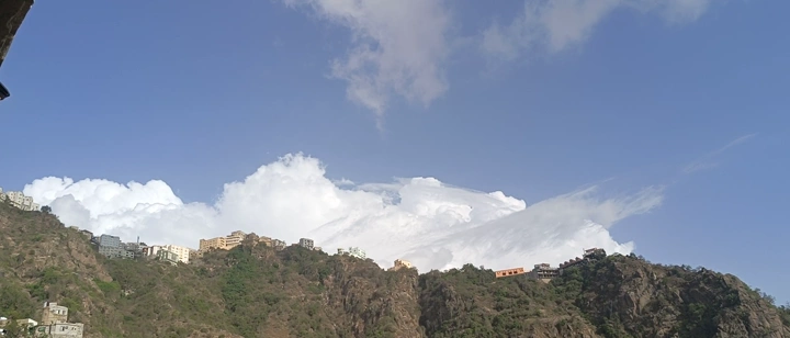 Tall mountains in Fayfa, Jazan under a blue sky, daytime shot.