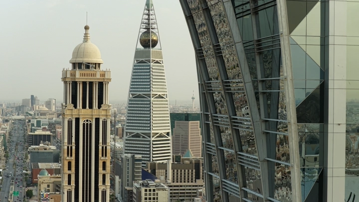 أبراج الرياض في النهار، لقطة جوية